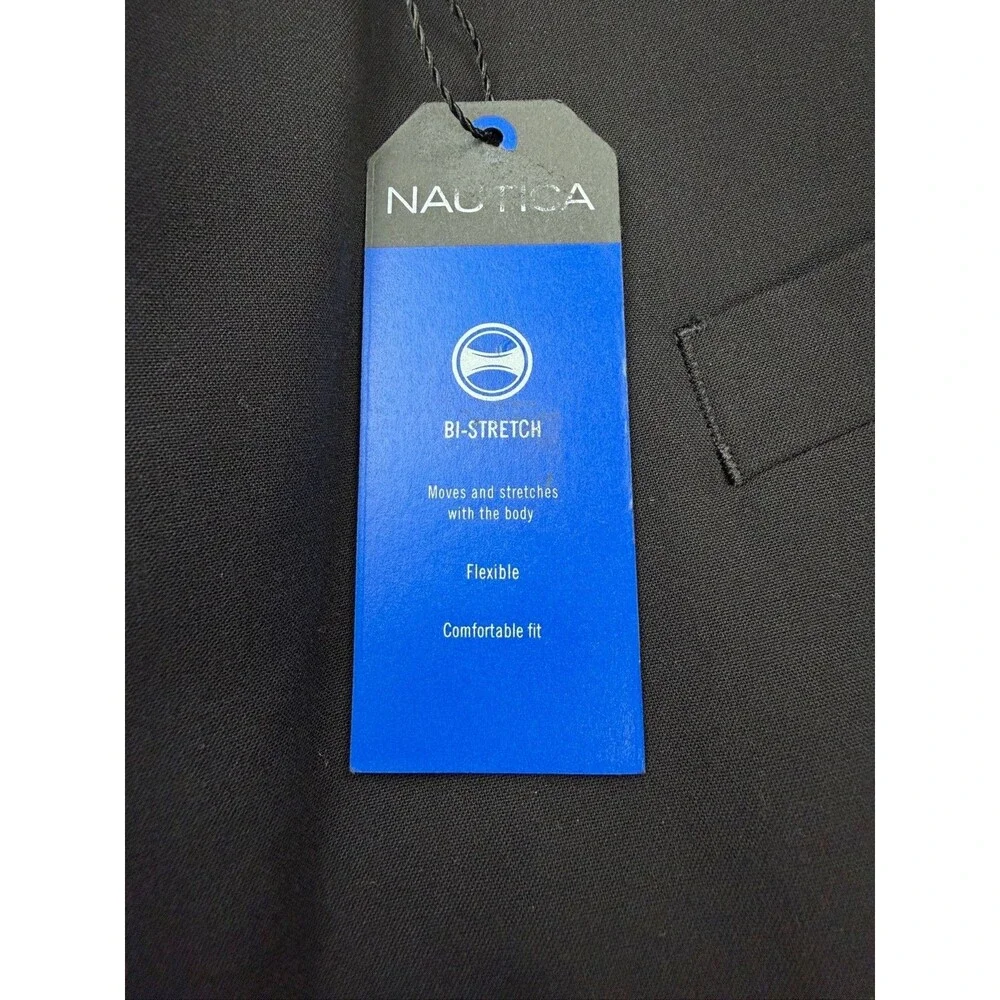 $395 NEW NAUTICA Mens 48R Solid Black Stretch 2 Piece Suit W/ Dress Pants 42x32